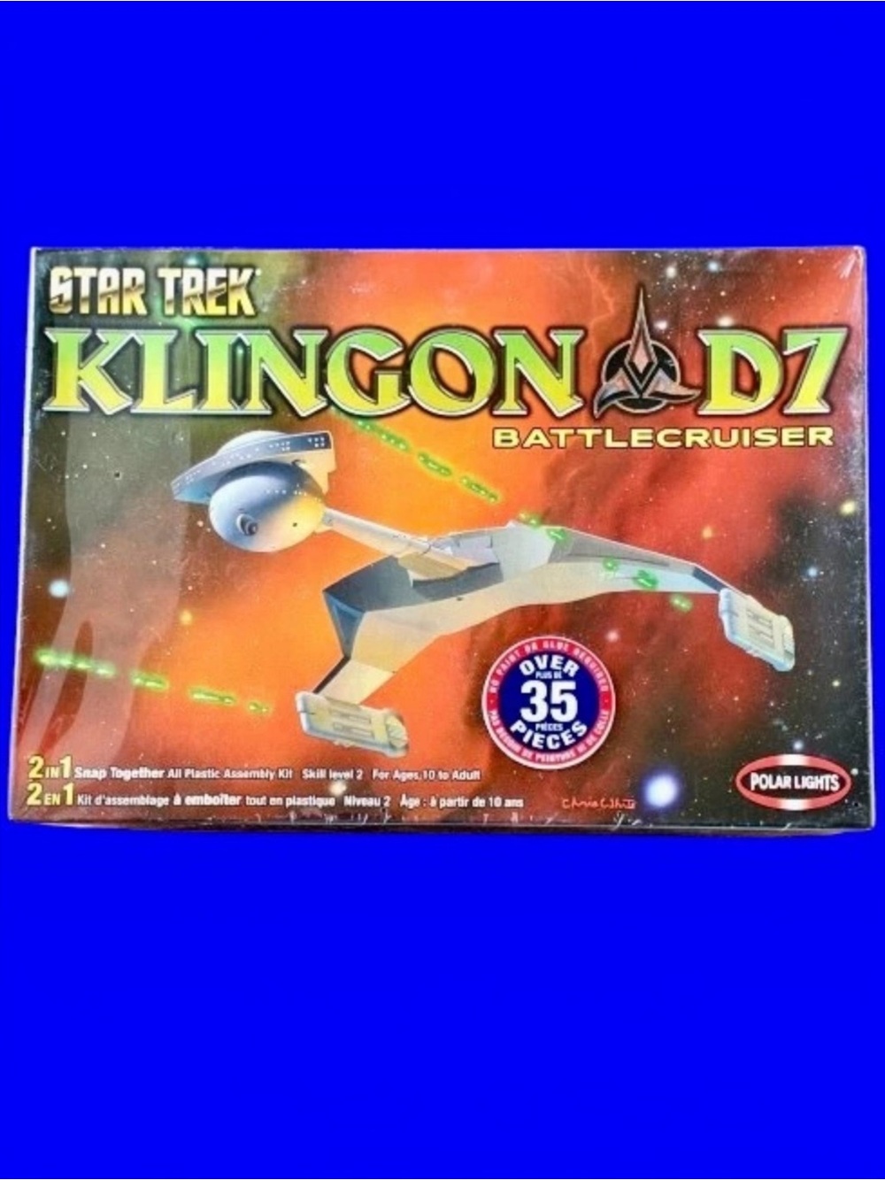 Star Trek Klingon D7 Battlecruiser Snap-Together Plastic Kit by Polar Lights New